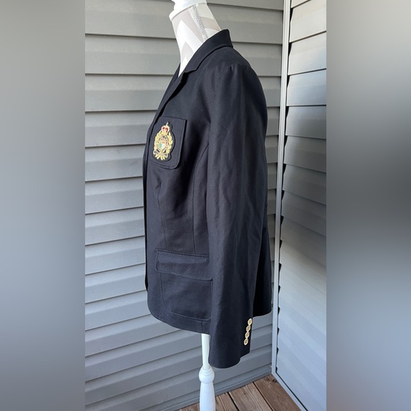 Vintage 90’s Lauren Ralph Lauren Black Blazer 3d Crested Suit Jacket Sz 14 W - Picture 4 of 12